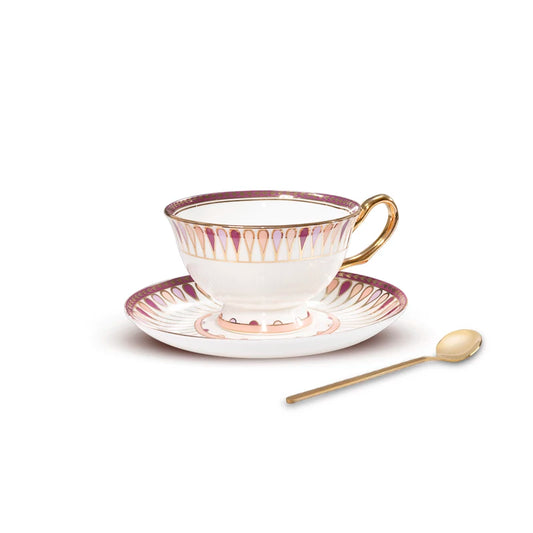 Pink/Blue Seamless Droplet Water Drops Art Cup and Saucer Set Bone China Coffee Teacup