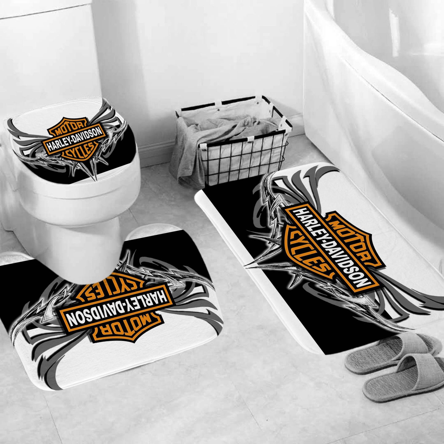 Symbol with Wings Motor Cycles Shower Curtain Set of 4