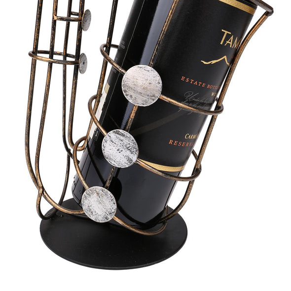 Wire Art Metal Saxophone Wine Bottle Holder
