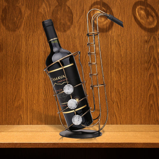 Wire Art Metal Saxophone Wine Bottle Holder
