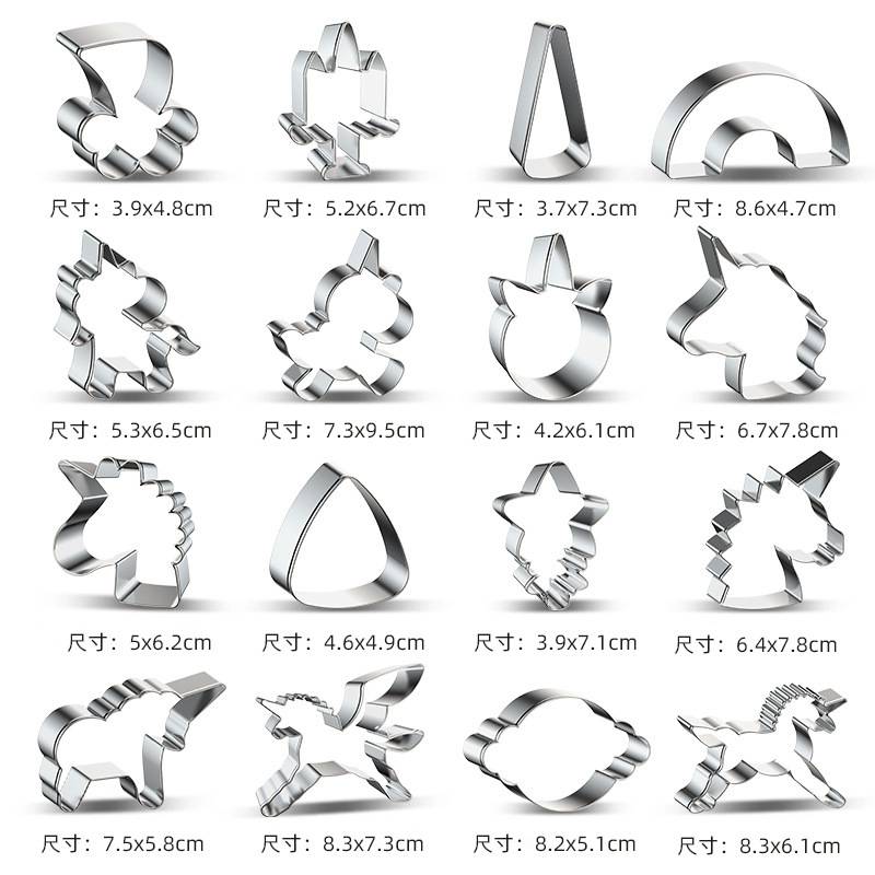 9 Pieces Girly Unicorn Cookie Cutters Fantasy Animal Kids Biscuit Fondant Set Baking Mold