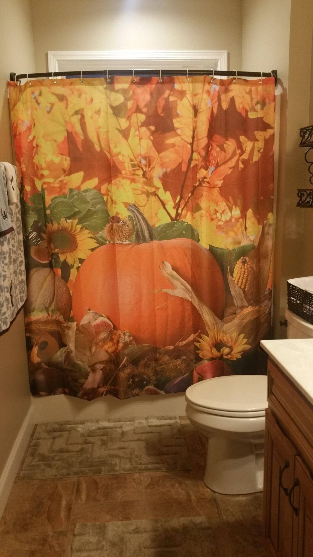 Autumn Harvest Vegetables Fall Leaves Pumpkin Thanksgiving Shower Curtain