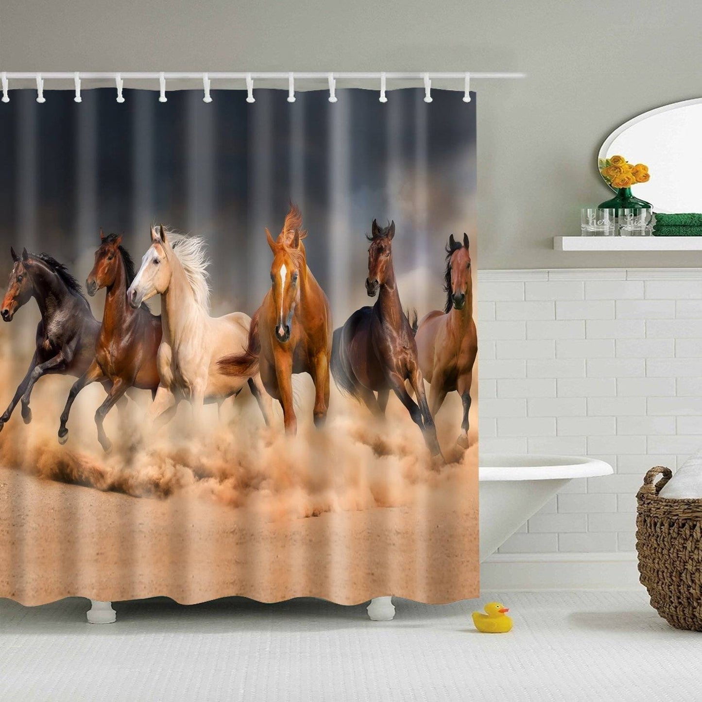 Desert Sand Wild Western Animal Horse Running Shower Curtain