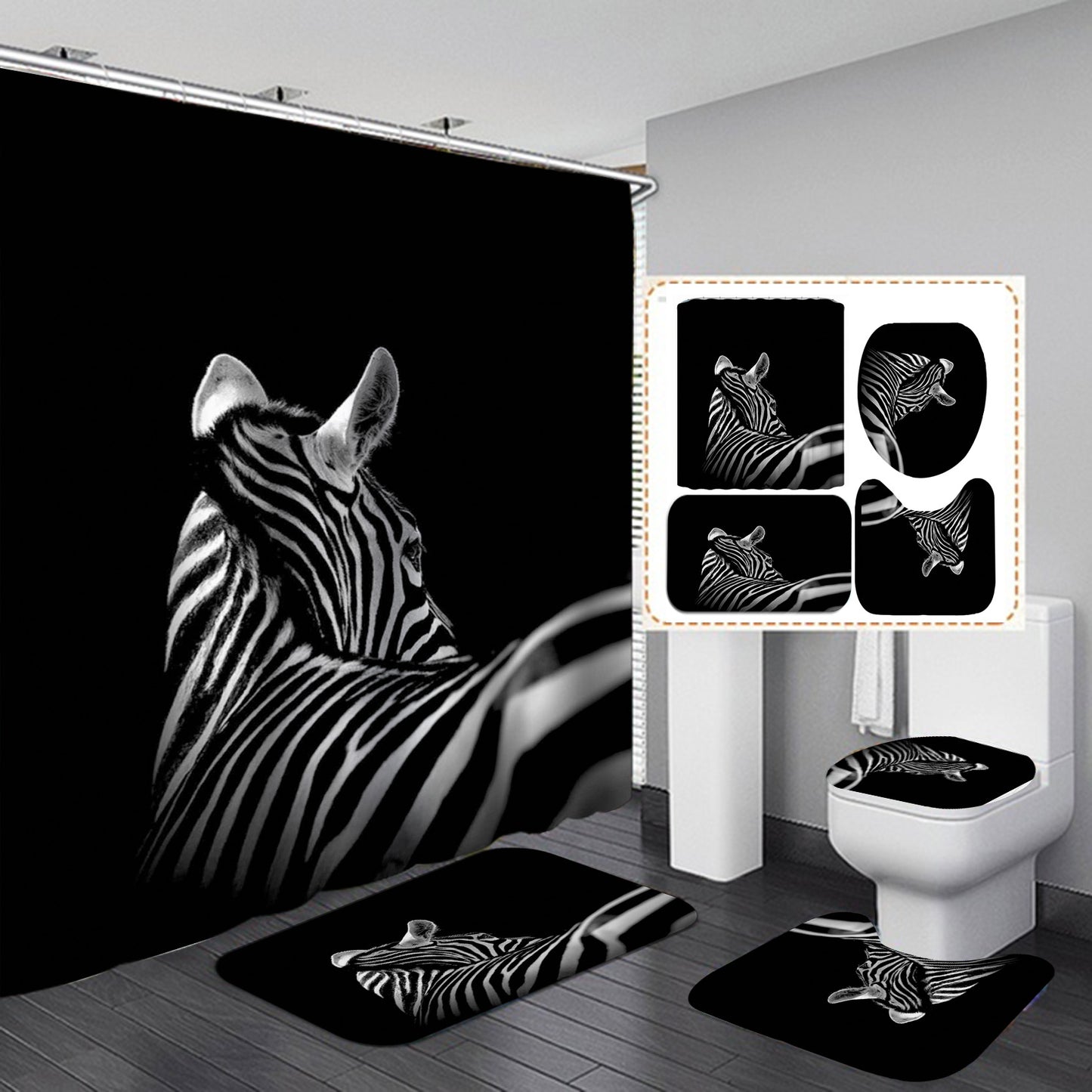 Black White Animal Zebra Shower Curtain
