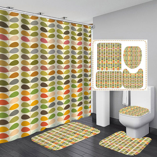 Vintage Colors Seamless Retro Leaves Mid Century Shower Curtain