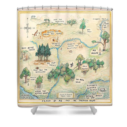 100 Acre Wood Map Shower Curtain