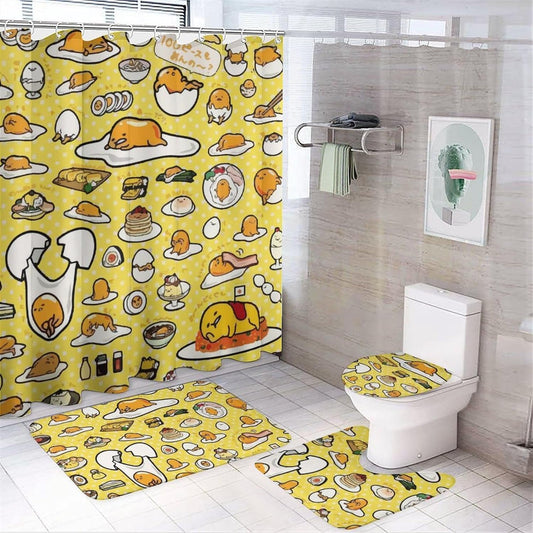 Rideau de douche Gudetama, jaune d'oeuf de dessin animé, 180x180cm