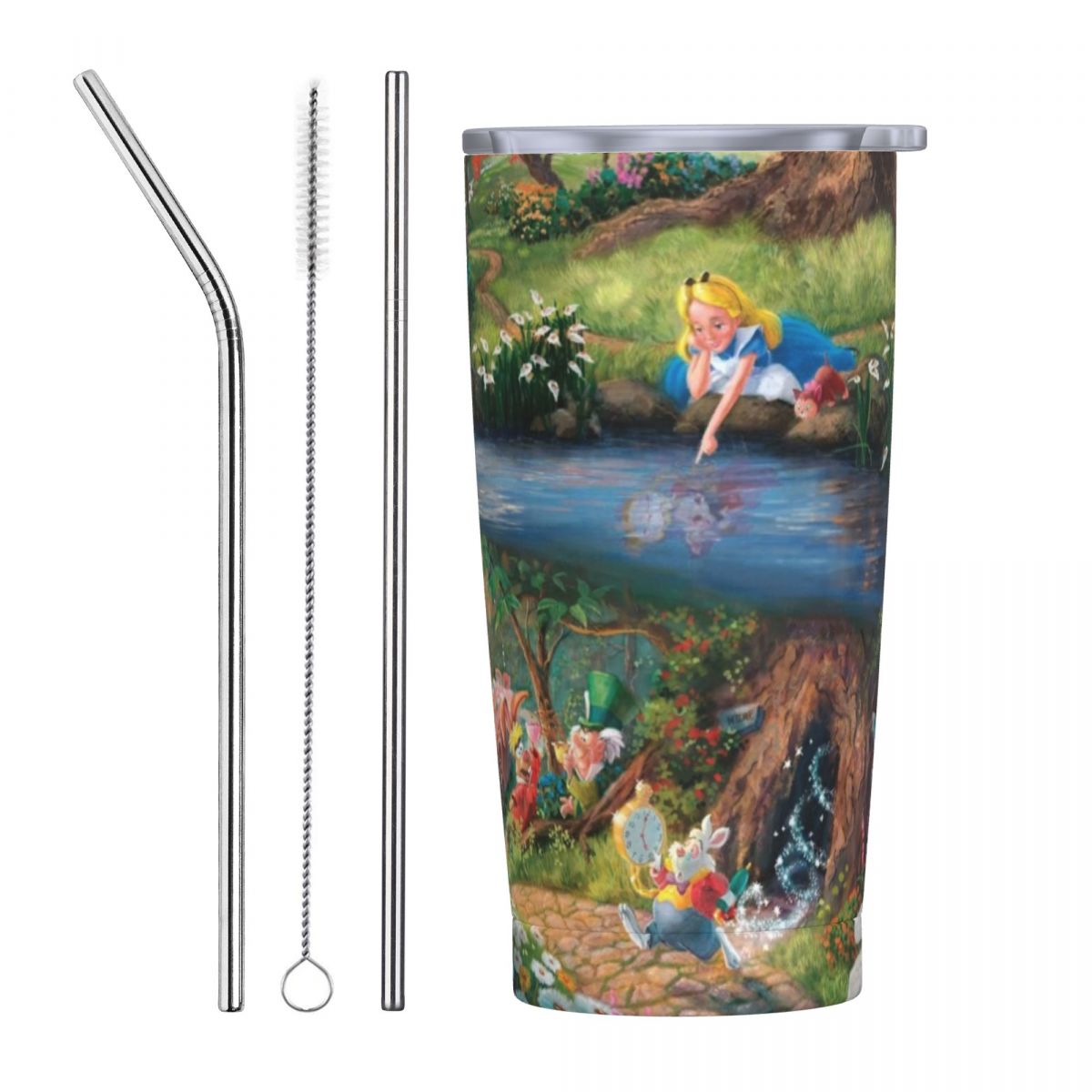 Alice Magical Underland Coffee Tumbler Insulated Mug with Lid Straw