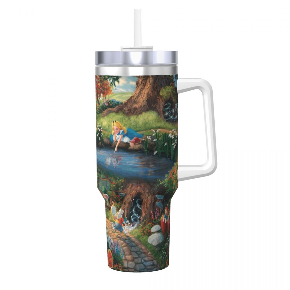 Alice Magical Underland Coffee Tumbler Insulated Mug with Lid Straw