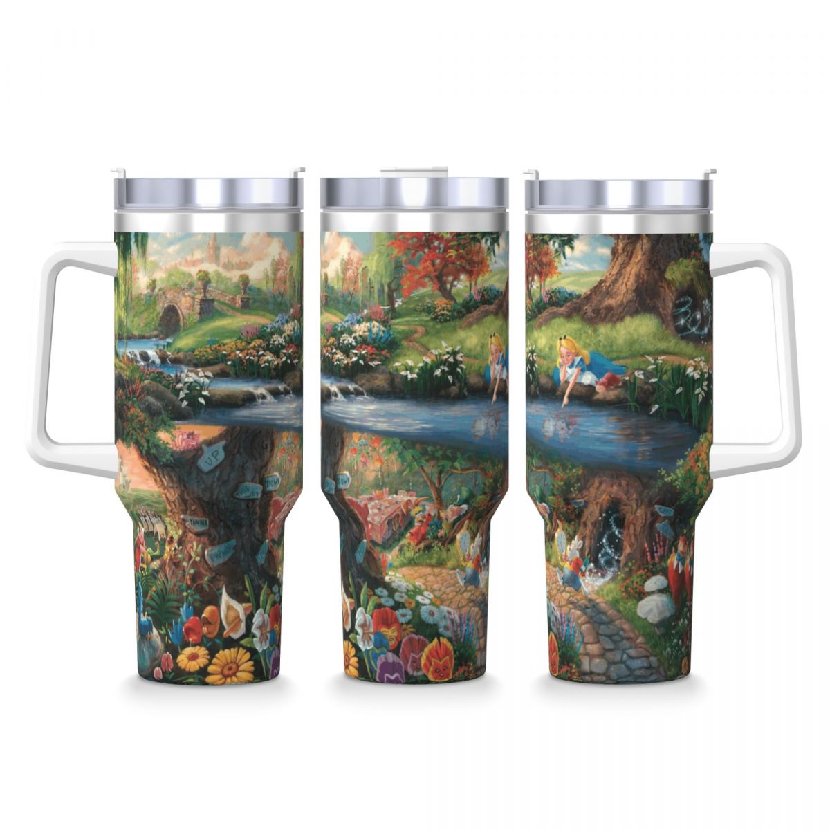 Alice Magical Underland Coffee Tumbler Insulated Mug with Lid Straw