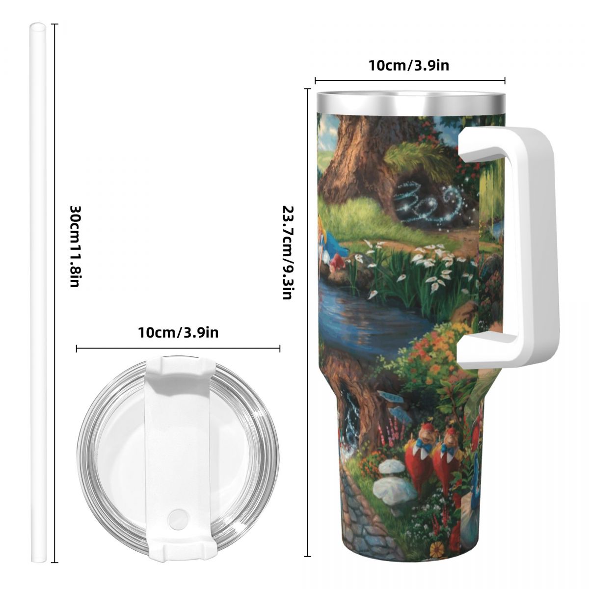 Alice Magical Underland Coffee Tumbler Insulated Mug with Lid Straw