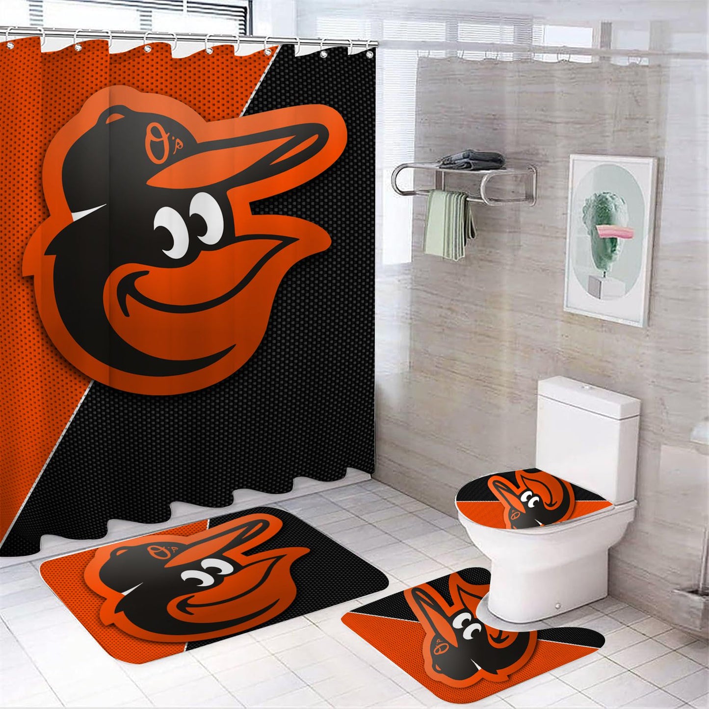 Duschvorhang Baltimore Orioles, Baseball-Team, 180x180cm