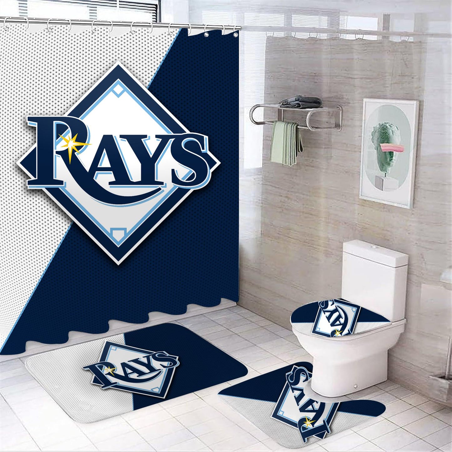 Baseball Team Sport Rays Shower Curtain