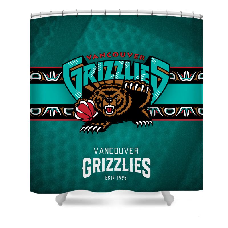 Douchegordijn Vancouver Grizzlies, basketbalteam NBA, 180x180cm