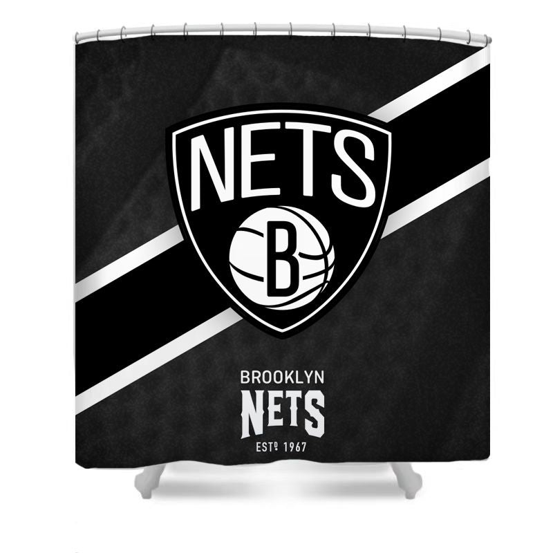 Douchegordijn Brooklyn Nets, basketbalteam NBA, 180x180cm