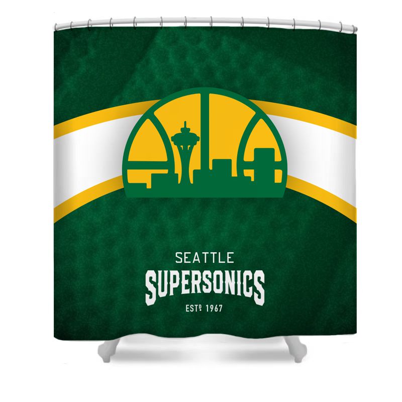 Douchegordijn Seattle Supersonics, basketbalteam NBA, 180x180cm