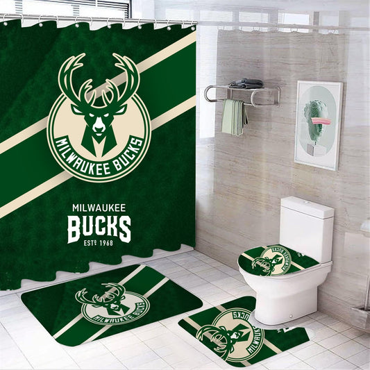 Duschvorhang Milwaukee Bucks, Basketballteam NBA, 180x180cm