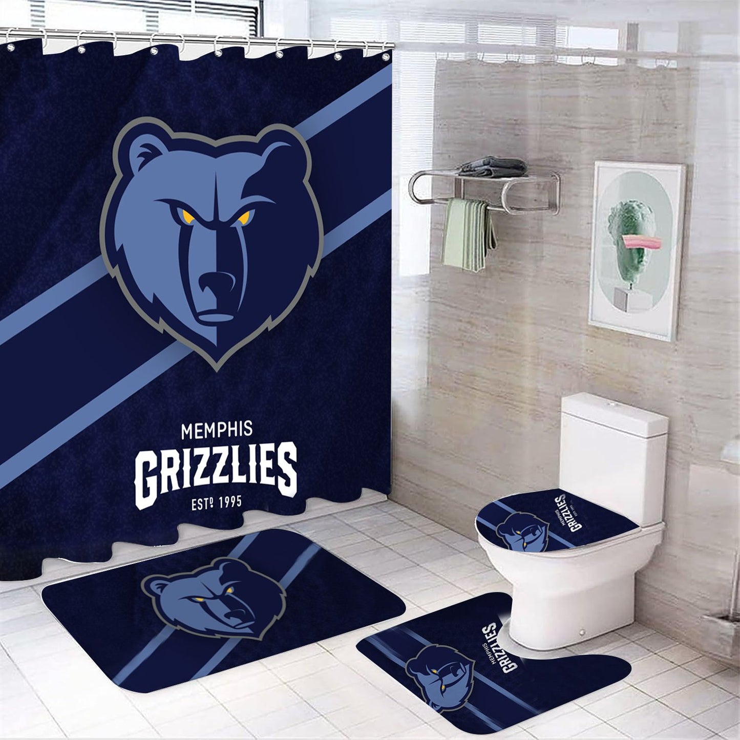 Douchegordijn Memphis Grizzlies, basketbalteam NBA, 180x180cm