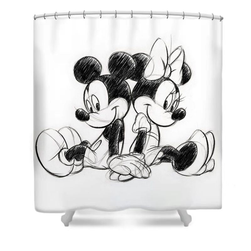 Black White Mouse Shower Curtain