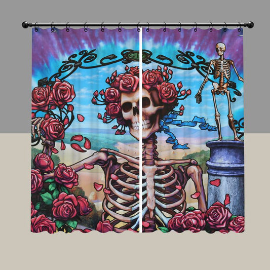 Blues for Challah Rose Skull Blackout Curtain