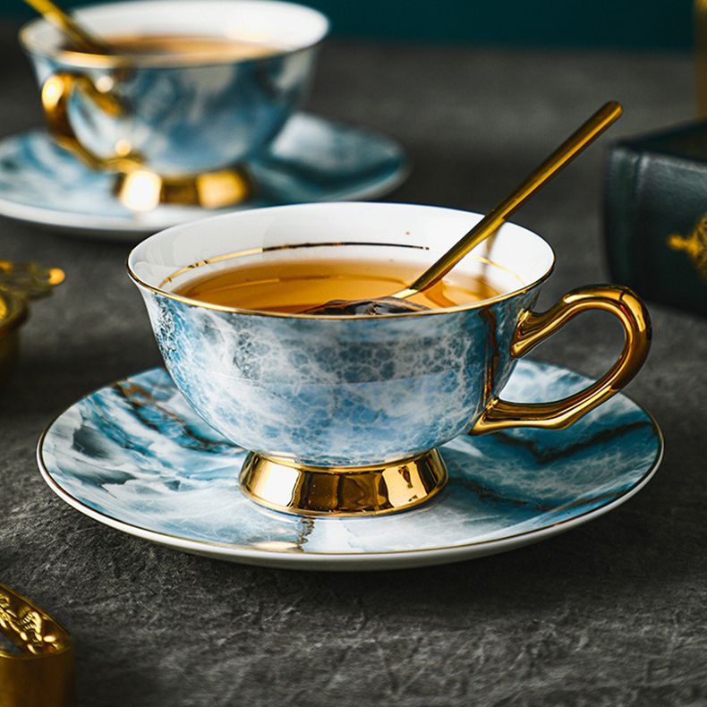 British Marble Azure Tea Cup and Saucer Set