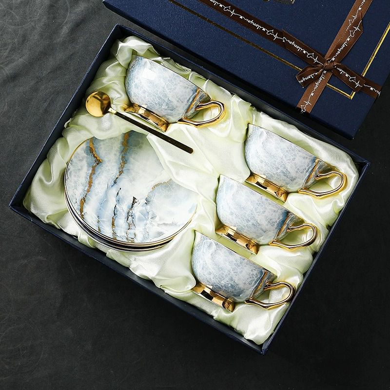British Marble Azure Tea Cup and Saucer Set