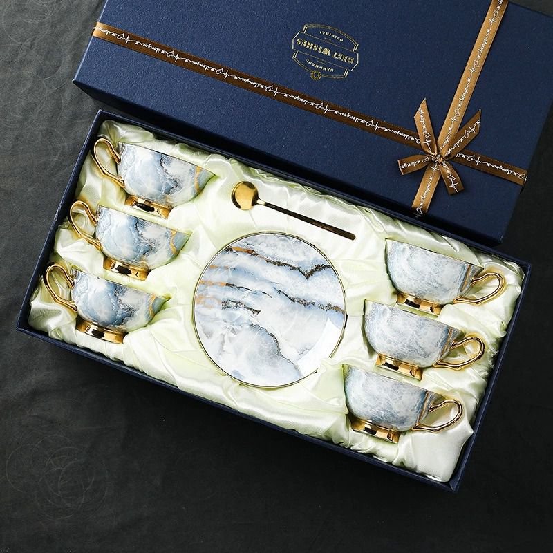 British Marble Azure Tea Cup and Saucer Set