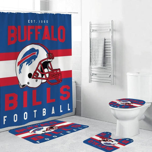 Rideau de Douche Buffalo Bills, drapeau de l'équipe de casque Rideaux 180x180