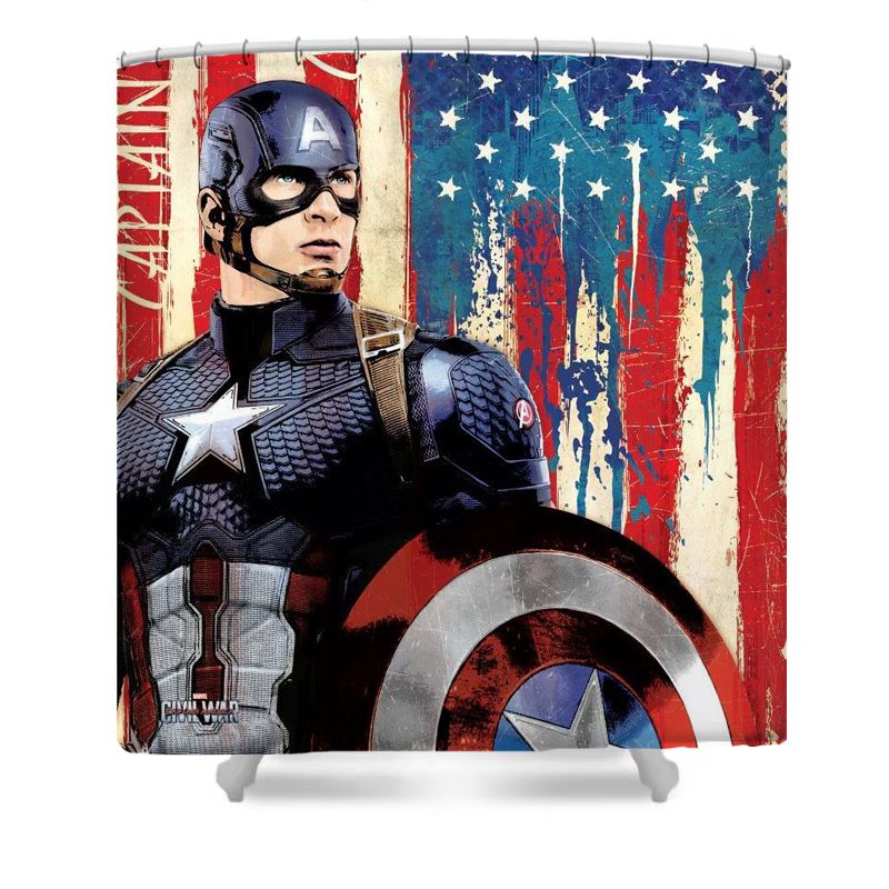 Rideau de douche Captain America, super-héros américain Marvel, 180x180cm