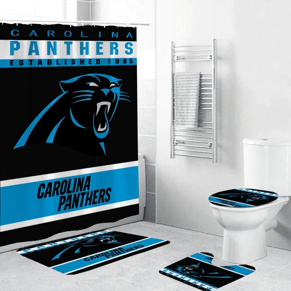 Douchegordijn Carolina Panthers, NFL voetbalteam sport blauwe vlag, 180x180cm