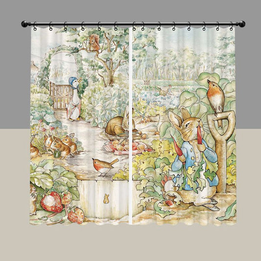 Cartoon Blue Jacket Rabbit Blackout Curtain
