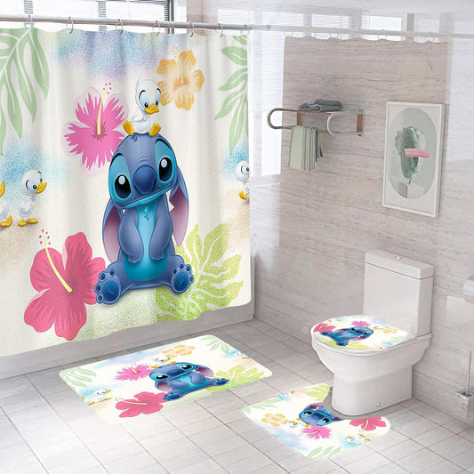 Douchegordijn Stitch, Cartoon Disney Lilo en Stitch, 180x180cm