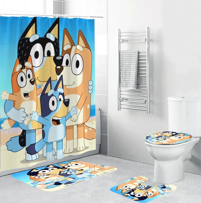 Cartoon Blue Puppey Shower Curtain