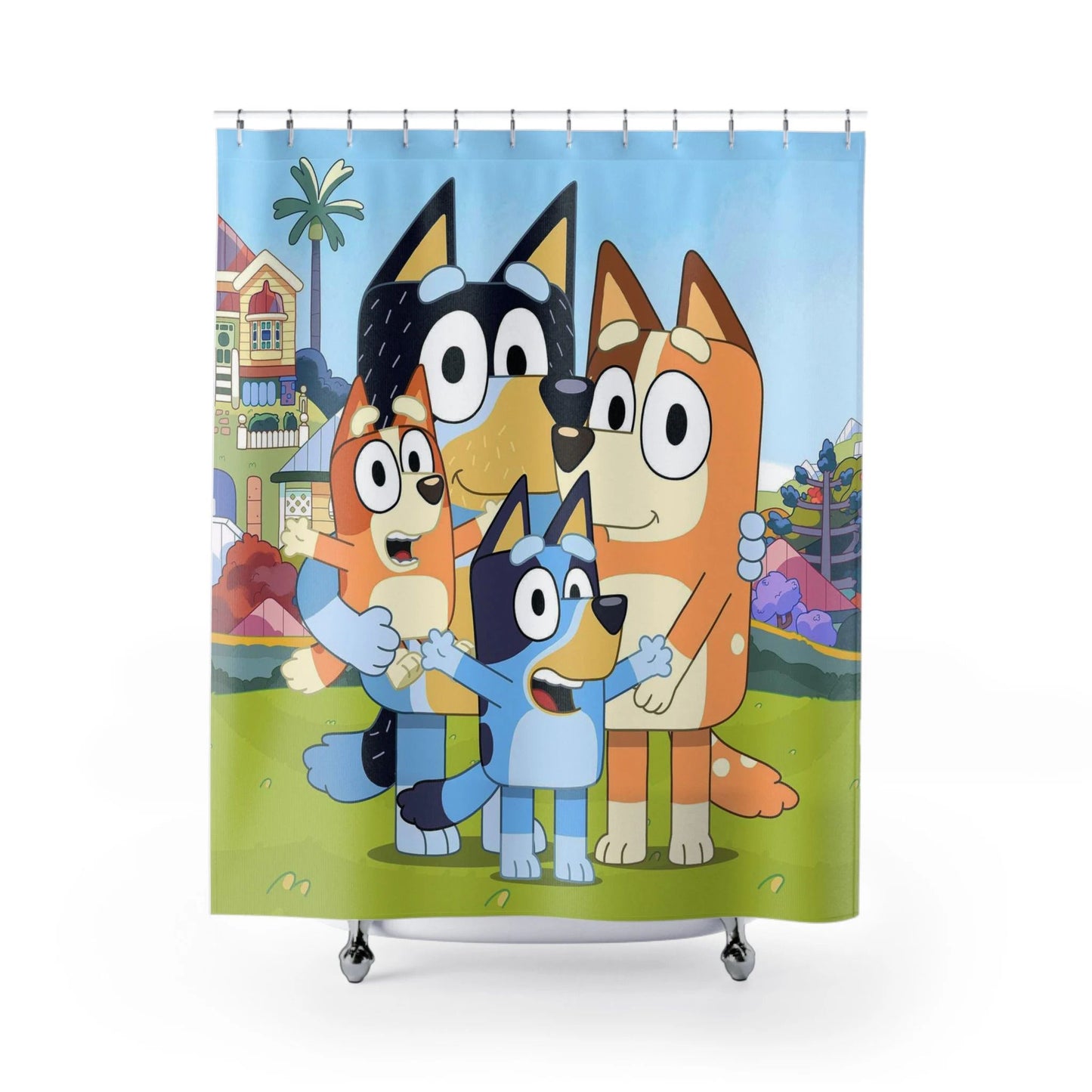 Cartoon Blue Puppey Shower Curtain