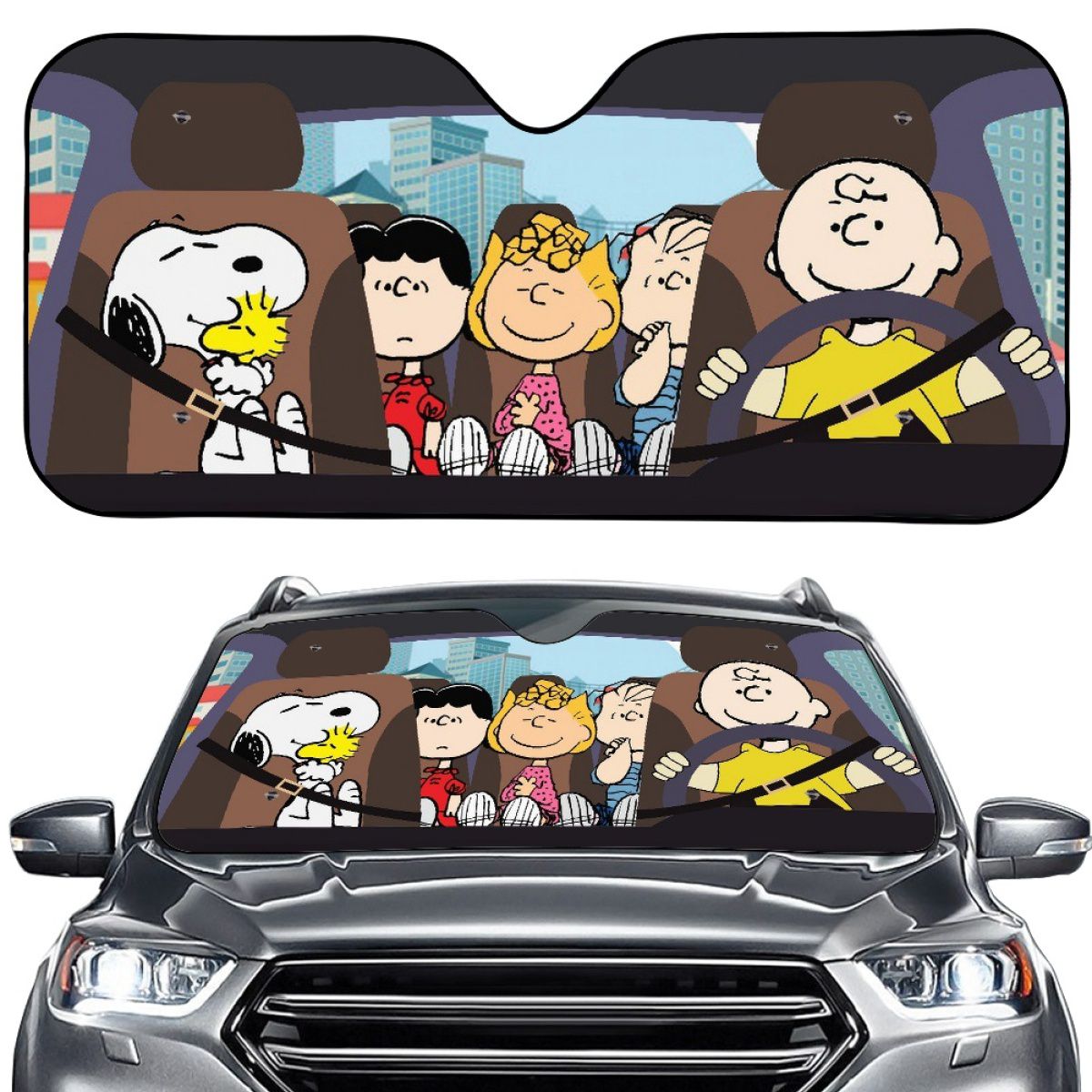Cartoon Charlie Driving Car Sun Shade