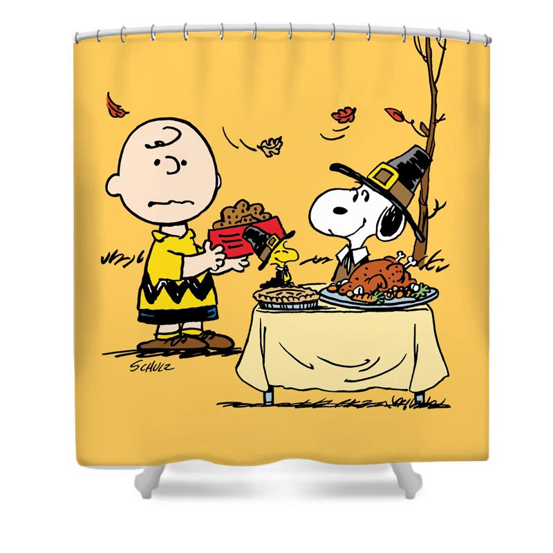 Cartoon Charlie Thanksgiving Shower Curtain Set