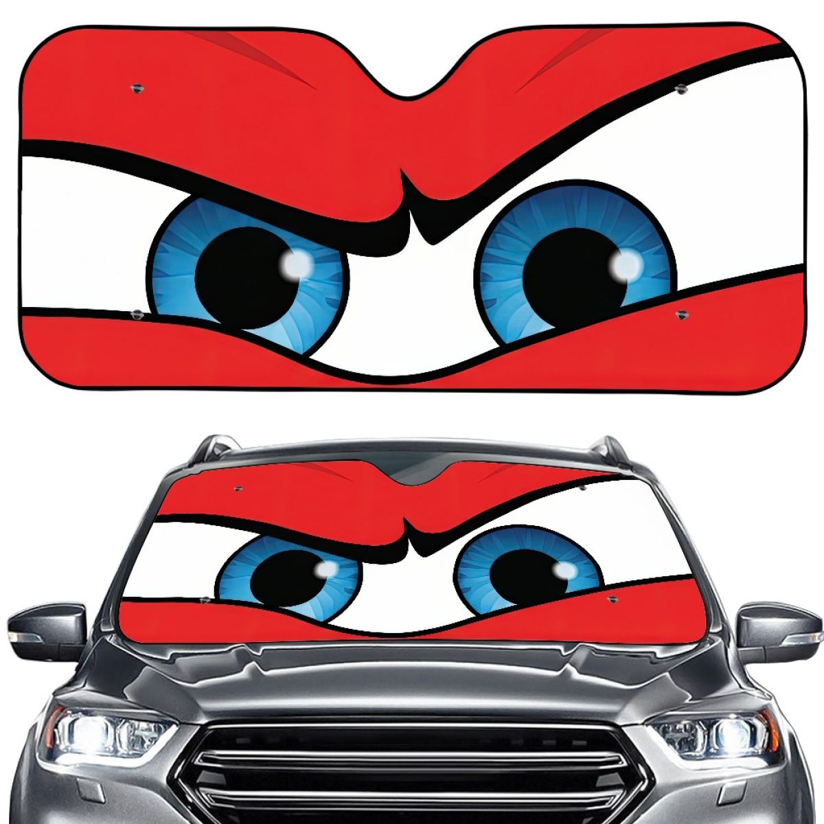 Cartoon Close Up Eyes Car Sun Shade