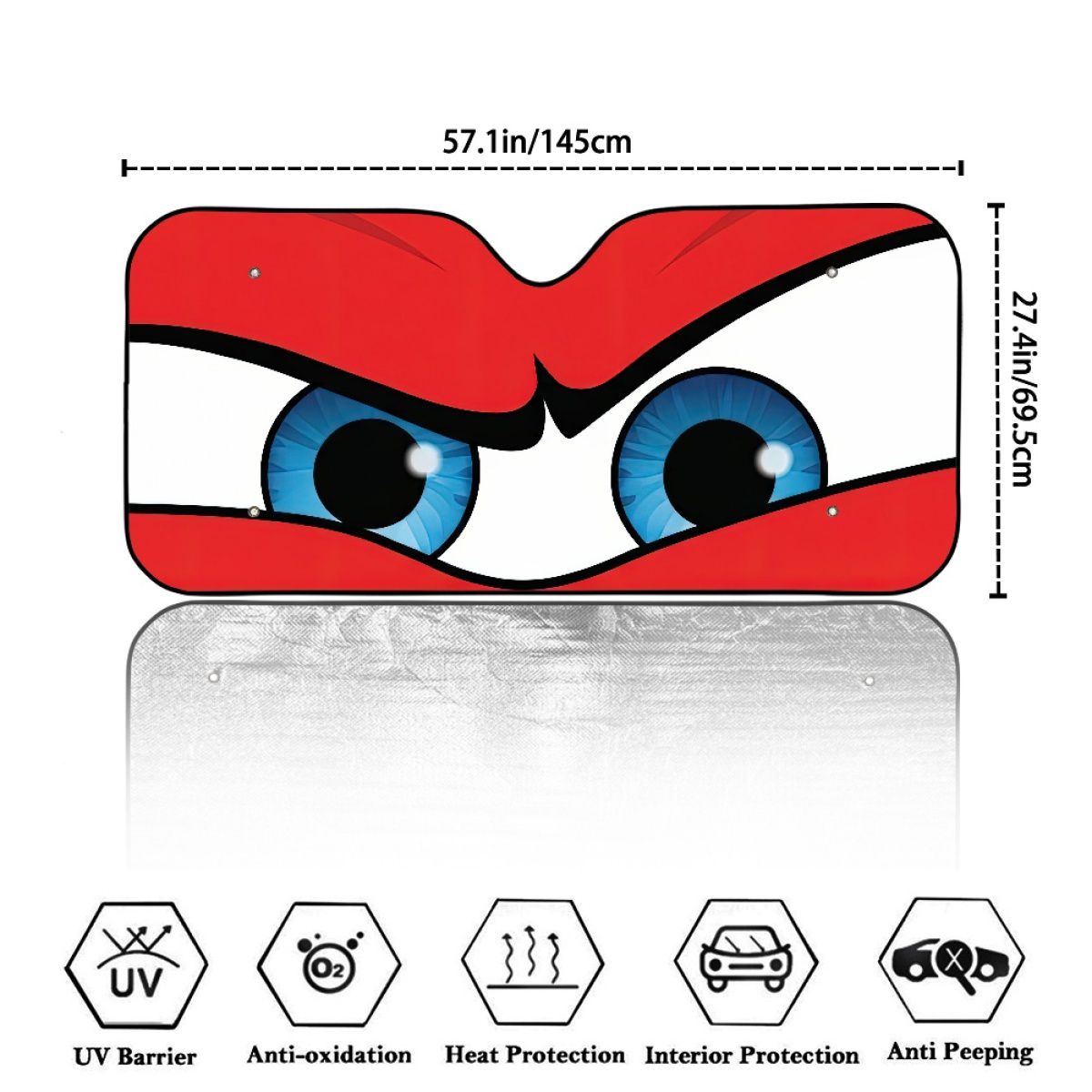 Cartoon Close Up Eyes Car Sun Shade