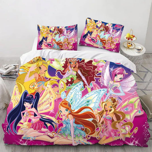 Cartoon Six Girl Fairies Bedding Set