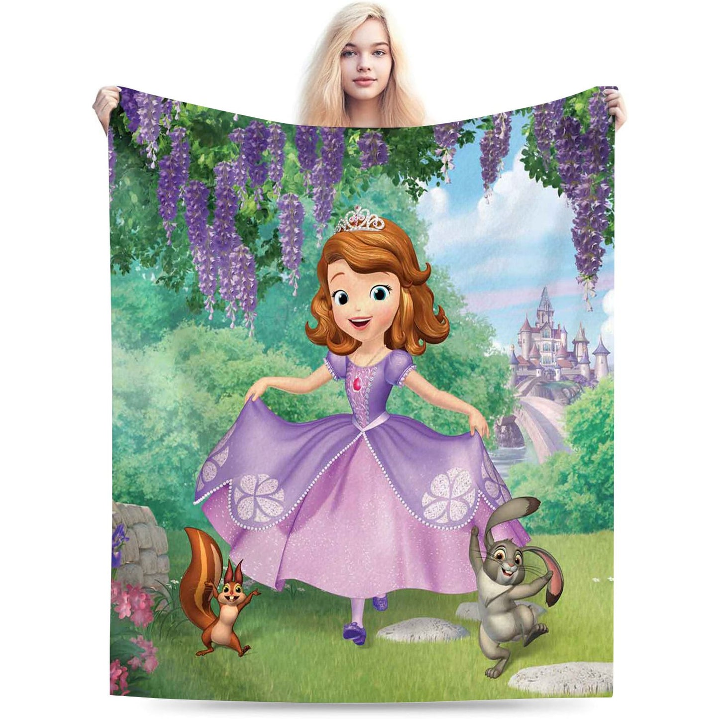 Cartoon Little Girl Princess Throw Blanket