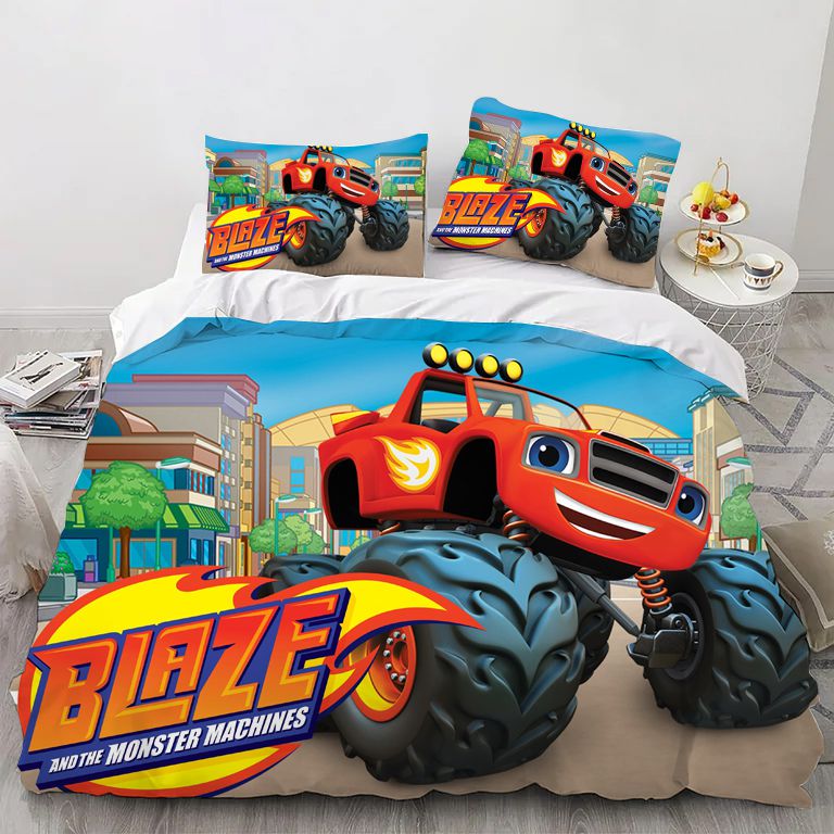 Cartoon Monster Race Truck Comforter Bedding Set