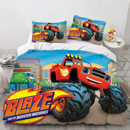 Cartoon Monster Race Truck Comforter Bedding Set