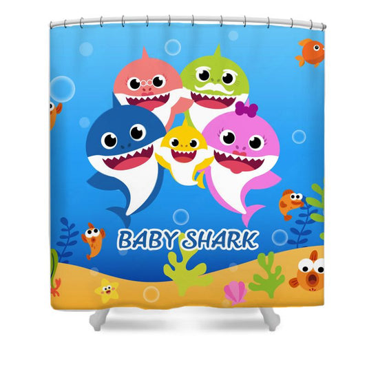 Duschvorhang Baby Shark, Cartoon Ocean, 180x180cm