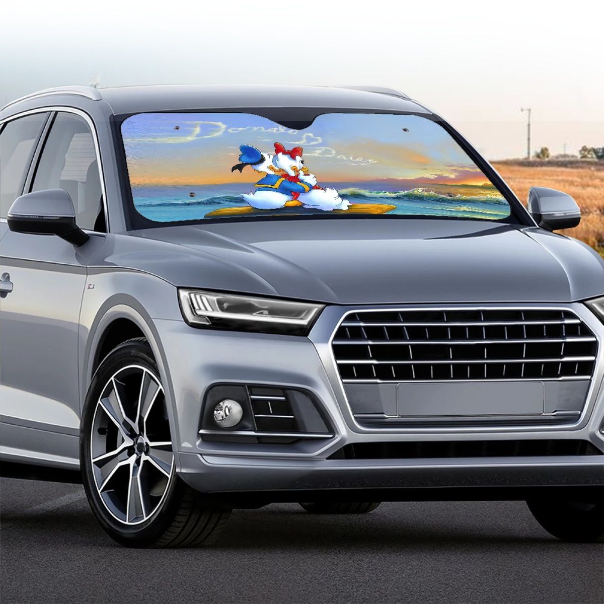 Cartoon Romantic Ducks Car Sun Shade