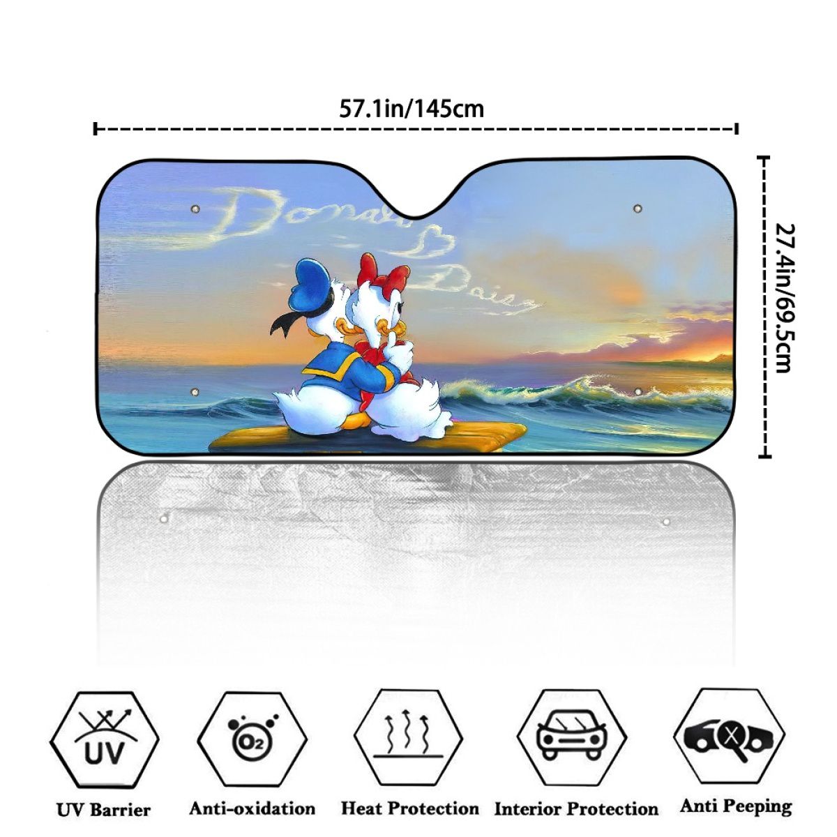 Cartoon Romantic Ducks Car Sun Shade