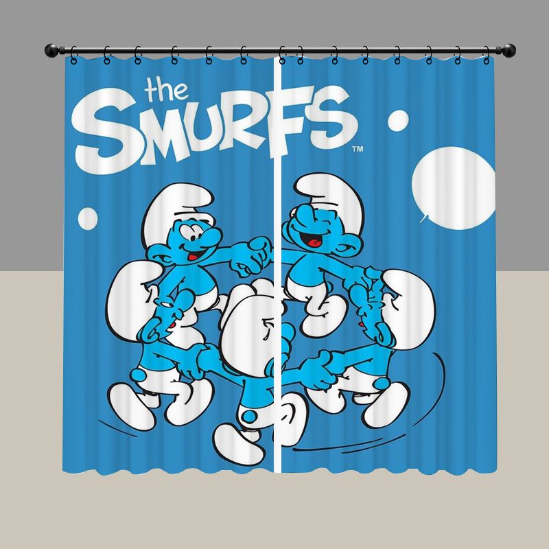 Cartoon Tiny Blue Creatures Blackout Curtain
