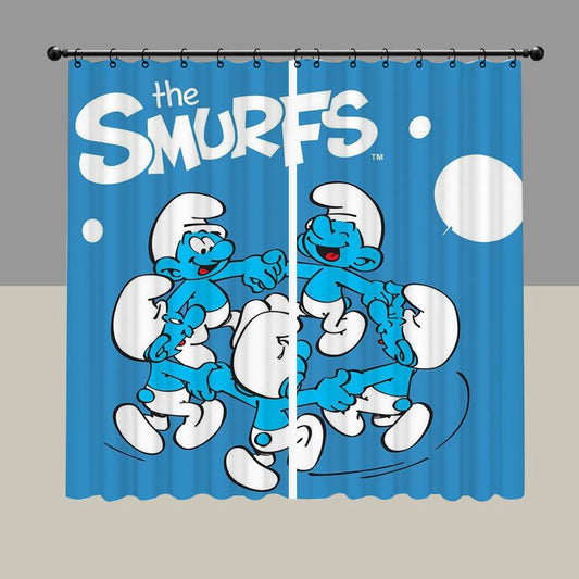 Cartoon Tiny Blue Creatures Blackout Curtain