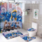 Cartoon Tiny Blue Creatures Shower Curtain