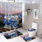 Cartoon Tiny Blue Creatures Shower Curtain