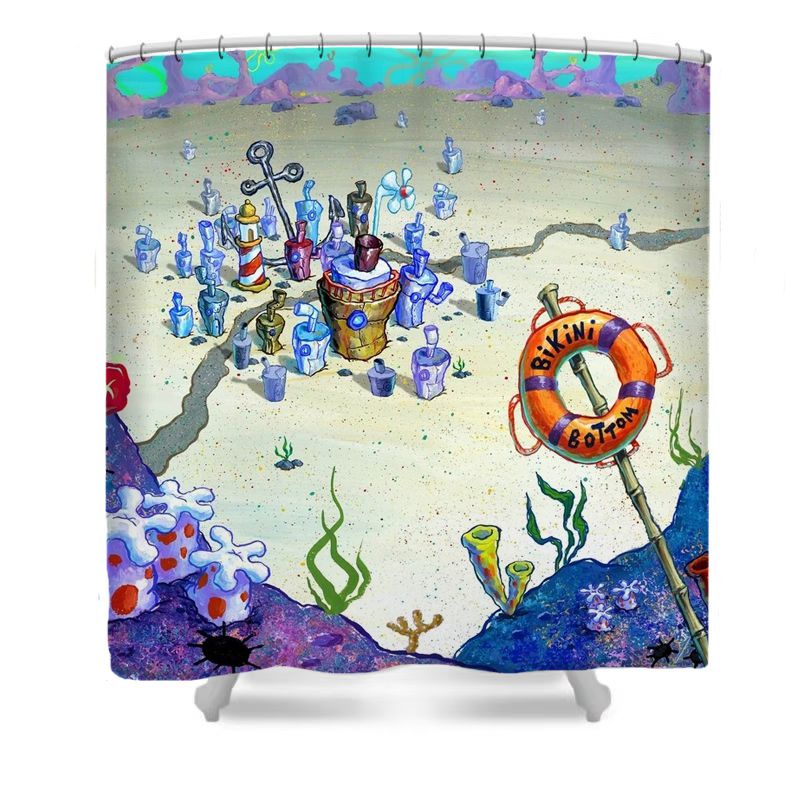 Cartoon Underwater City Shower Curtain